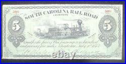 Obsolete 1873 $5 State of South Carolina Rail Road Company Fare Ticket