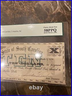 Obsolete Banknote- State of South Carolina, Columbia, SC PCGS 58PPQ