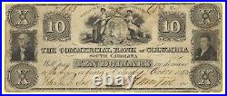 Obsolete Note $10.00 Commercial Bank of Columbia South Carolina Oct. 11, 186