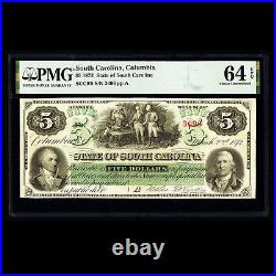PMG 64 EPQ Mar. 2, 1872 Columbia, SC- State of South Carolina $5 Cr. 5