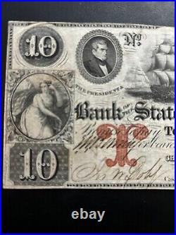 Rare 1861 Bank of South Carolina Confederate $10 Dollar Bill #63