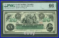 SCCR7 1872 $20 State of South Carolina Columbia S/N 734 Plate B PMG 66 EPQ