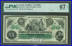 SCCR7 1872 $20 State of South Carolina Columbia S/N 799 Plate B PMG 67 EPQ