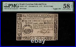 SC-137 Colonial Currency South Carolina December 23, 1776 $3 PMG 58 EPQ