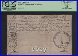SC-99 PCGS VF25 £10 June 1, 1775 South Carolina Colonial Currency Note