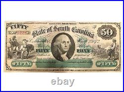 STATE OF SOUTH CAROLINA FIFTY DOLLAR NOTE 1872 Uncirculated Crisp $50 low #1228
