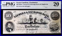 South Carolina Charleston $10 1850s PMG 20 Very Fine Banknote