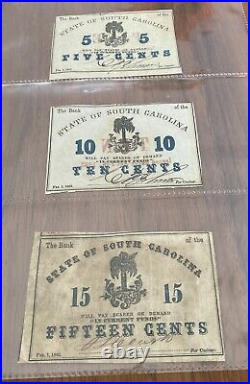 South Carolina Civil War era Confederacy Set of Ten (Lot)