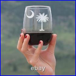 South Carolina Flag Stemless Wine Glasses Set of 4 State Themed Drinkin