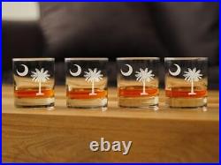 South Carolina Flag Whiskey Rocks Glasses Set of 4 State Themed Drinkin