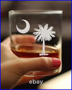 South Carolina Flag Whiskey Rocks Glasses Set of 4 State Themed Drinkin