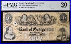 South Carolina Georgetown $10 1850s PMG 20 Very Fine Banknote