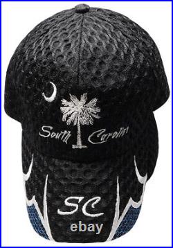 South Carolina SC State SC On Bill Mesh TRUCKER Black Embroidered Cap Hat