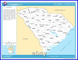 South Carolina State Counties withCities Laminated Wall Map