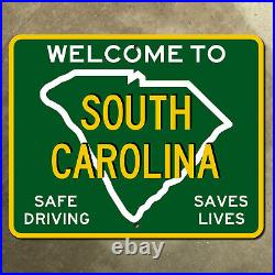 South Carolina state line safe driving saves highway marker map road sign 20x16