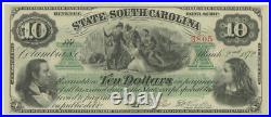 State of South Carolina $10 Bank Note. Uncirculated