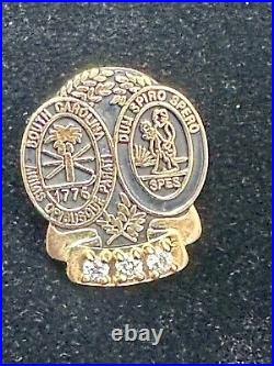 State of South Carolina Employee Vintage Service Pin 10K Gold with Three Diamonds
