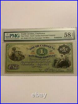 US Obsolete Currency Fare Ticket South Carolina Railroad Company 1Passenger 1873