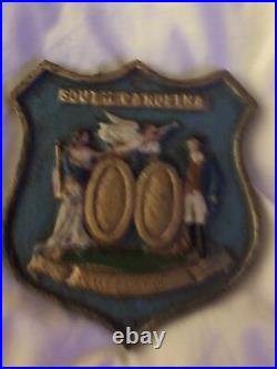 Vintage South Carolina State Seal Cross Shield Plaque