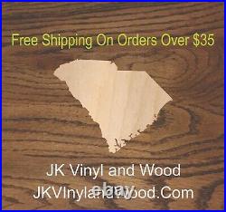Wooden South Carolina State Cutout, Laser Cut Wood, SC, Craft Supply
